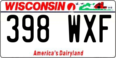 WI license plate 398WXF