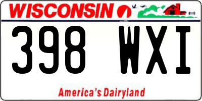 WI license plate 398WXI