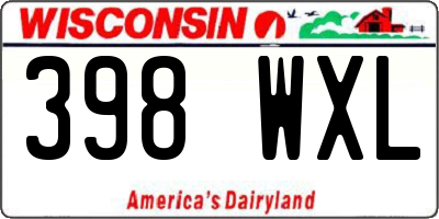 WI license plate 398WXL