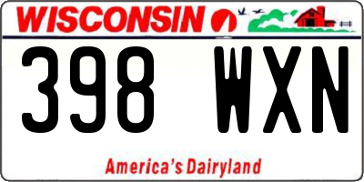 WI license plate 398WXN