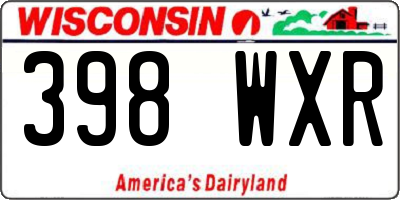 WI license plate 398WXR
