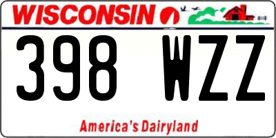 WI license plate 398WZZ