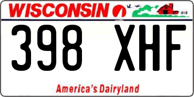 WI license plate 398XHF