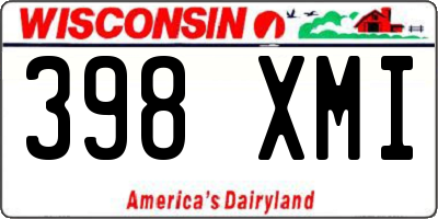 WI license plate 398XMI