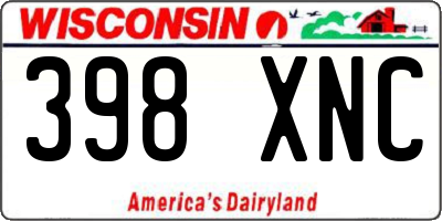WI license plate 398XNC