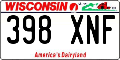 WI license plate 398XNF