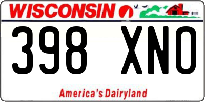 WI license plate 398XNO