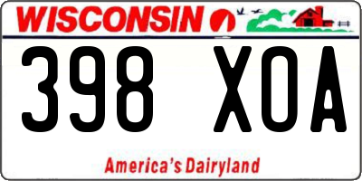 WI license plate 398XOA