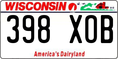 WI license plate 398XOB