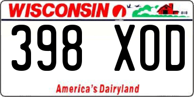 WI license plate 398XOD