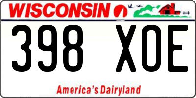 WI license plate 398XOE