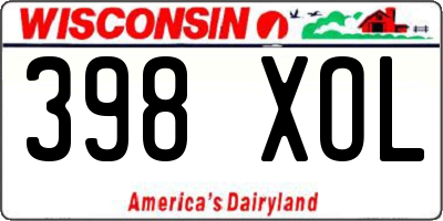 WI license plate 398XOL