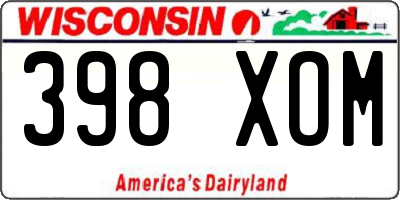 WI license plate 398XOM