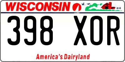WI license plate 398XOR