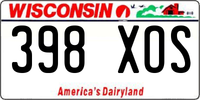 WI license plate 398XOS