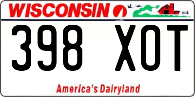 WI license plate 398XOT