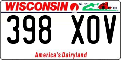 WI license plate 398XOV