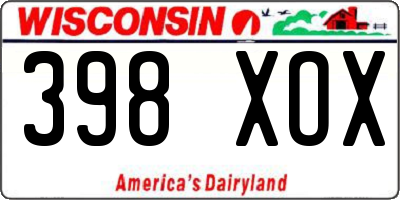 WI license plate 398XOX
