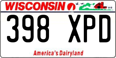 WI license plate 398XPD