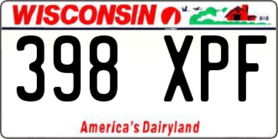 WI license plate 398XPF