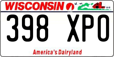 WI license plate 398XPO