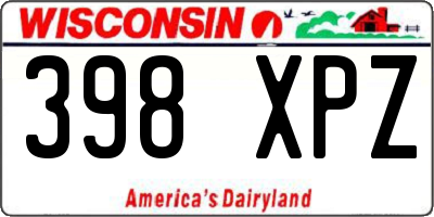 WI license plate 398XPZ