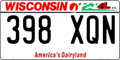 WI license plate 398XQN