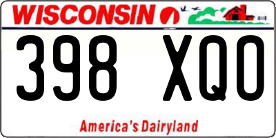 WI license plate 398XQO