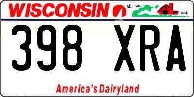 WI license plate 398XRA