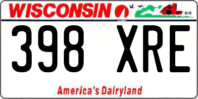 WI license plate 398XRE
