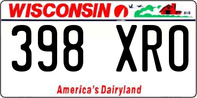 WI license plate 398XRO