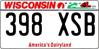 WI license plate 398XSB