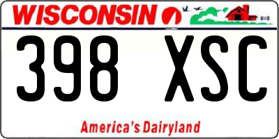 WI license plate 398XSC