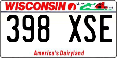 WI license plate 398XSE