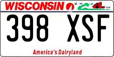 WI license plate 398XSF