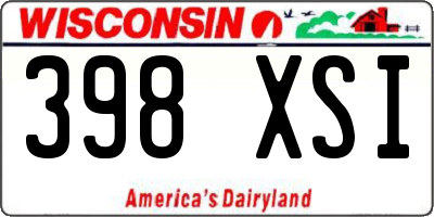 WI license plate 398XSI