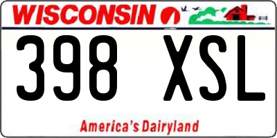 WI license plate 398XSL