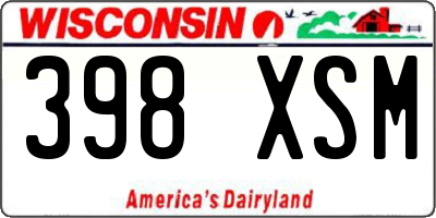 WI license plate 398XSM