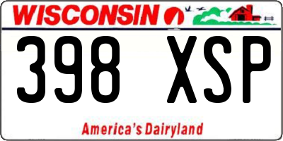 WI license plate 398XSP