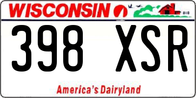 WI license plate 398XSR