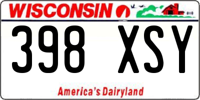 WI license plate 398XSY