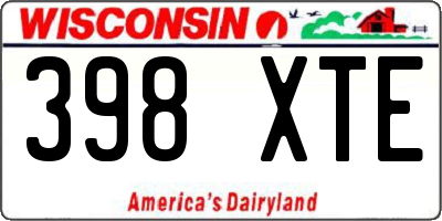 WI license plate 398XTE