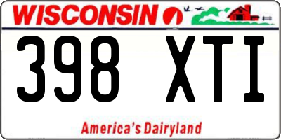 WI license plate 398XTI