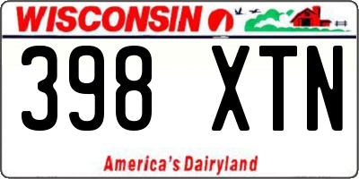 WI license plate 398XTN
