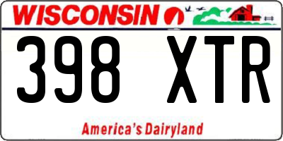WI license plate 398XTR