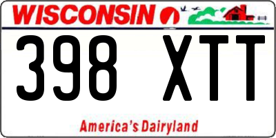 WI license plate 398XTT