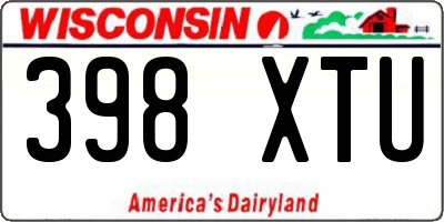 WI license plate 398XTU