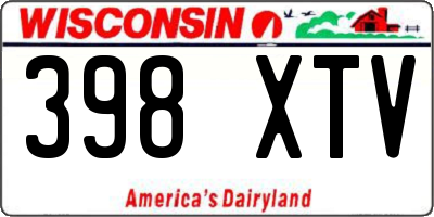 WI license plate 398XTV