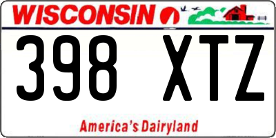 WI license plate 398XTZ