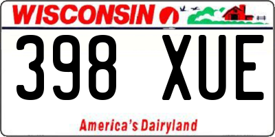 WI license plate 398XUE
